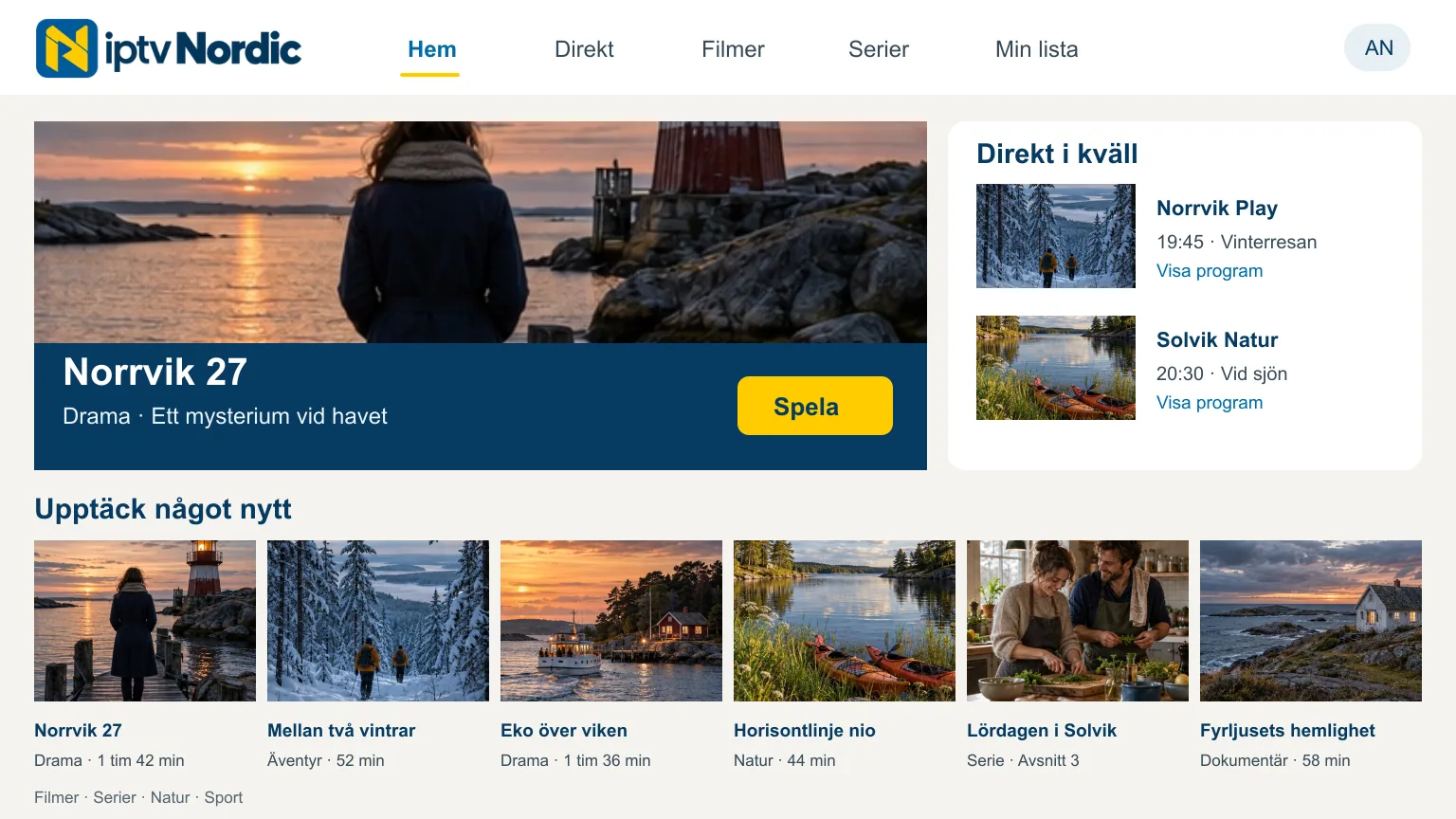 Ett fiktivt bibliotek med filmer, serier och naturprogram.